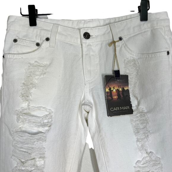 NWT CARMAR White Distressed Jeans Size 27 - Picture 2 of 7